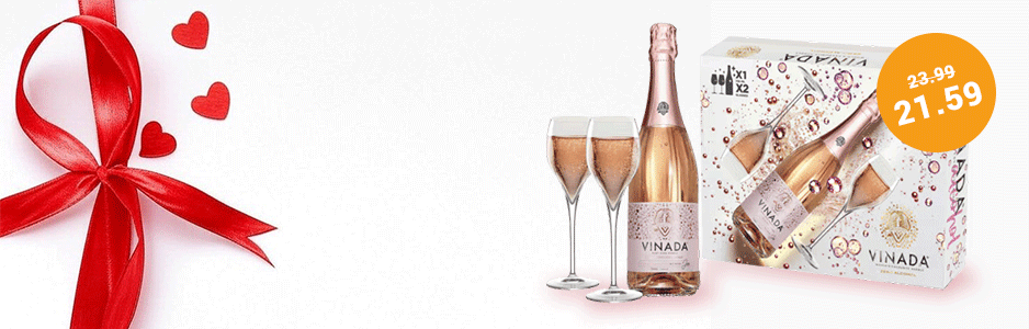 Voyez le Vinada Gift Box Sparkling Rosé + 2 verres